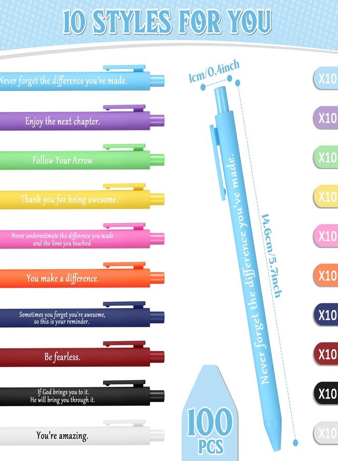 Teling 100 Pcs Inspirational Pens in Bulk Motivational Ballpoint Pens Bulk with Funny Sayings Quotes Positive Thank You Gifts for Adults Employees Coworkers Team Staff(Classic Colors,Classic Style) - Image 2
