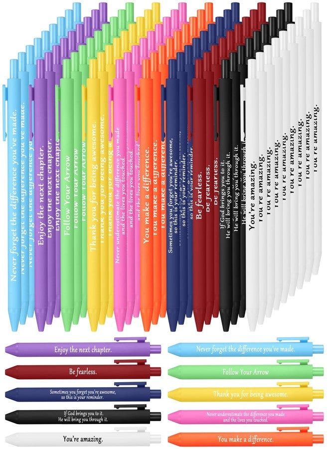 Teling 100 Pcs Inspirational Pens in Bulk Motivational Ballpoint Pens Bulk with Funny Sayings Quotes Positive Thank You Gifts for Adults Employees Coworkers Team Staff(Classic Colors,Classic Style) - Image 1