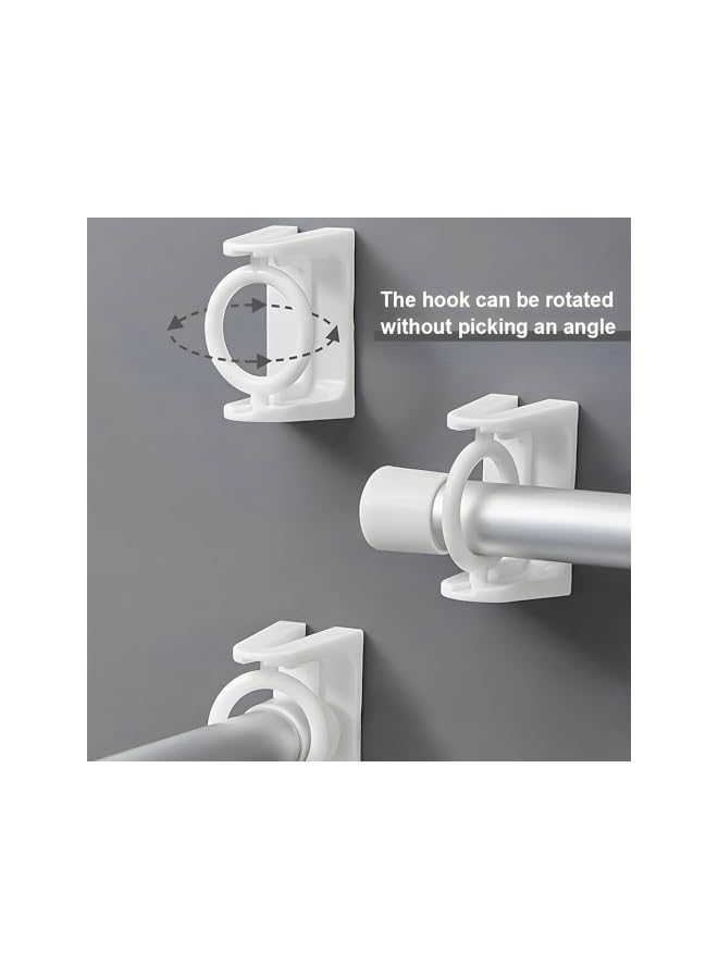 erorex Self Adhesive Curtain Rod Holders, 8 PCS Nail Free Wall Brackets Hooks, Rotating Ring Curtain Rod Bracket, Adjustable Drapery Towel Holder Fixing Hook for Home, Bathroom, Kitchen, Hotel - Image 2