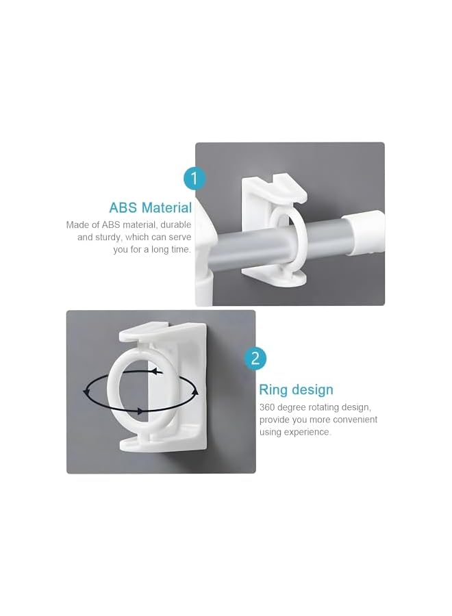 erorex Self Adhesive Curtain Rod Holders, 8 PCS Nail Free Wall Brackets Hooks, Rotating Ring Curtain Rod Bracket, Adjustable Drapery Towel Holder Fixing Hook for Home, Bathroom, Kitchen, Hotel - Image 4