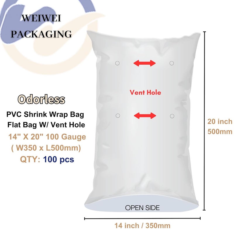 WEIWEI PACKAGING Store Weiwei - 14x20 inch 100PCS Odorless PVC Heat Shrink Wrap Bags with Vent Hole - Image 2