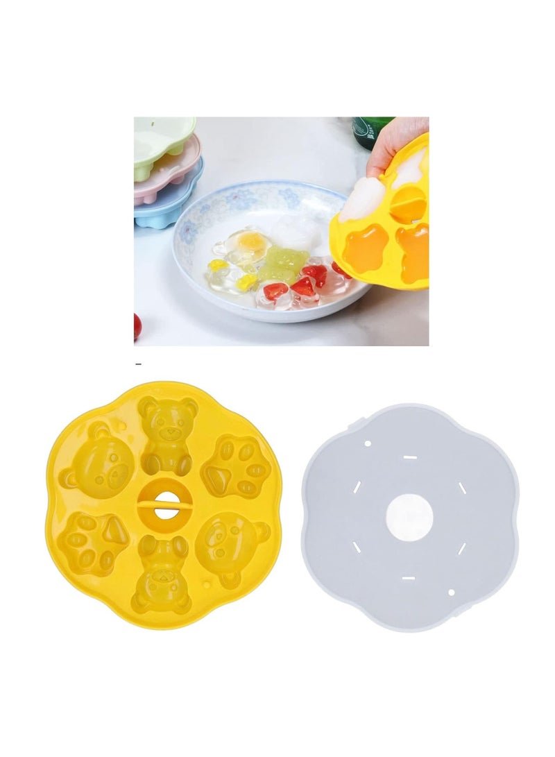 Silicone Food Grade Baby Food Mold, Cute Bear And Print, Non-Stick With Lid, For Baking Candy Chocolate Biscuits Jelly Fudge Cake Pudding (Yellow) - Image 3