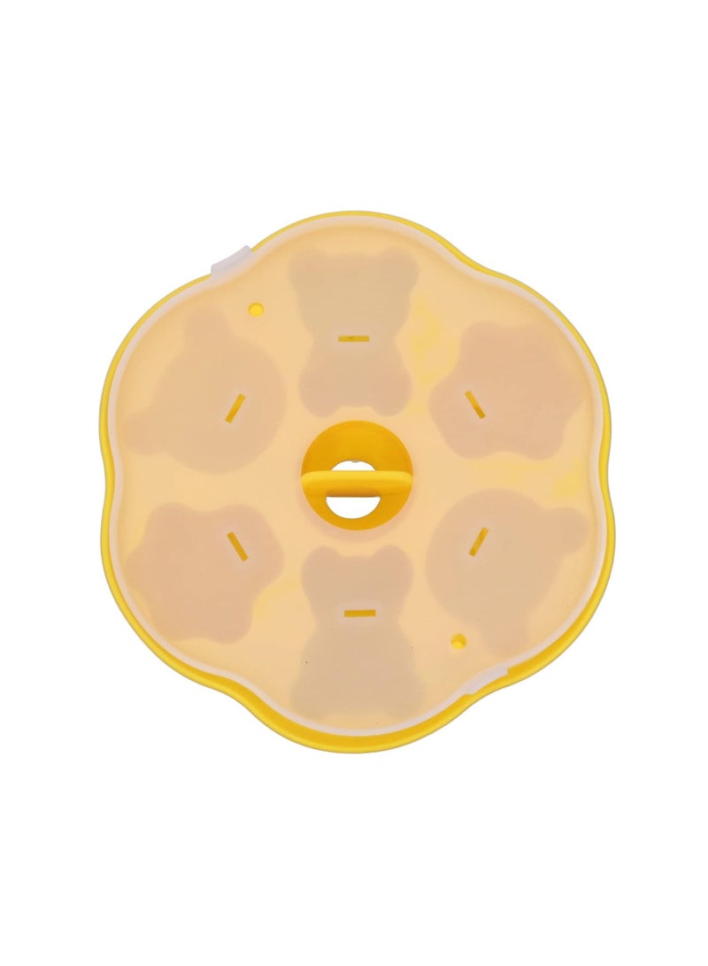 Silicone Food Grade Baby Food Mold, Cute Bear And Print, Non-Stick With Lid, For Baking Candy Chocolate Biscuits Jelly Fudge Cake Pudding (Yellow) - Image 2