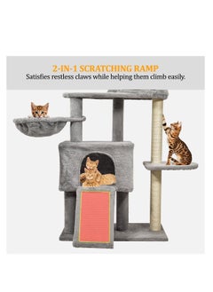 NNC PETS Deluxe cat tree tower with Cozy hammock, Scratching posts & Jump platform, Interactive Play and Relaxation center for indoor cats, Scratching ladder, Double Condos and Easy assemble, 147 cm (Grey)  - Image 4