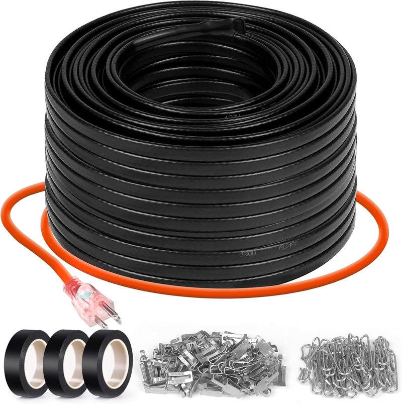 Rylpoint 3FT~200FT Heat Tape for Water Pipes, -40°F Deicing Heating Cable, Freeze Protected Water Pipe Heating Cable, Heated Water Hose, Plumbing Fixtures, 120V 5W/ft（140FT） - Image 1