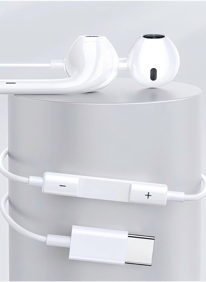 REACLOUD - Earpods with USB C Wired Earbuds with Microphone & Volume Control, In-ear Headphones for iPhone 15 Pro Max, iPad Pro/Air, Samsung (White) - Image 1