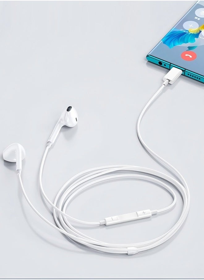 REACLOUD - Earpods with USB C Wired Earbuds with Microphone & Volume Control, In-ear Headphones for iPhone 15 Pro Max, iPad Pro/Air, Samsung (White) - Image 1