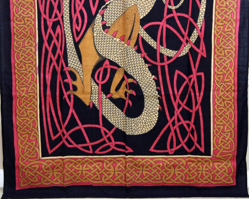 India Arts Celtic Dragon Tab Top Curtain-Drape-Door Panel-Red - Image 5