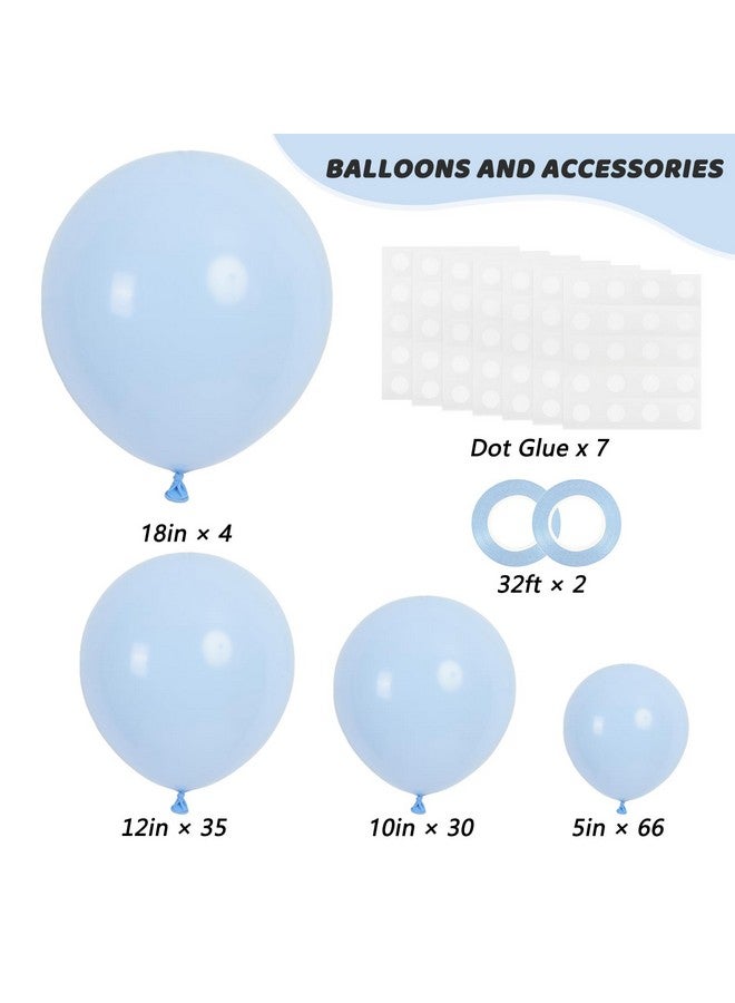 RUBFAC 135pcs Light Baby Blue Balloons Different Sizes 18 12 10 5 Inch for Garland Arch, Latex Pastel Blue Balloon for Baby Shower Gender Reveal Birthday Party Wedding Decorations - Image 2