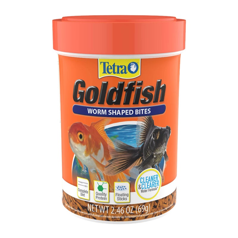 Tetra Goldfish Worm Shaped Bites Fish Food, 2.46 Oz., Complete Food for All Goldfish - Image 1