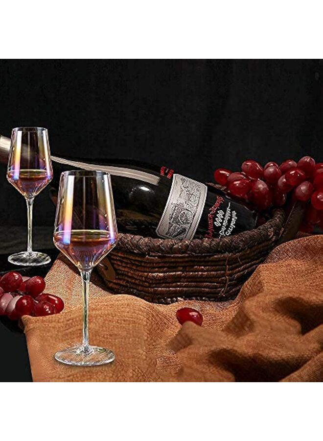 Red Wine Glasses Set of 4, 420ML Iridescent Hand Blown Wine Glasses, Long Stem Glasses for Red or White Wine, for Birthday, Wedding - Image 4