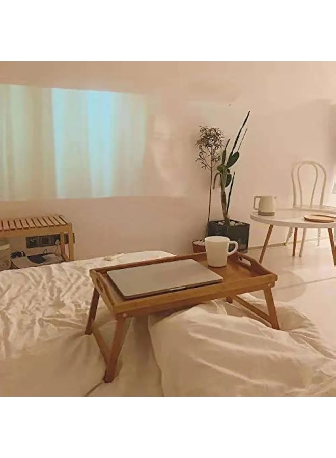 WAW ‎Waw Bamboo Bed Tray with Folding Legs – Multipurpose Wooden Serving Table for Breakfast, Tea, Coffee, Snacks, and Laptop Use (60x30x20cm) - Image 3