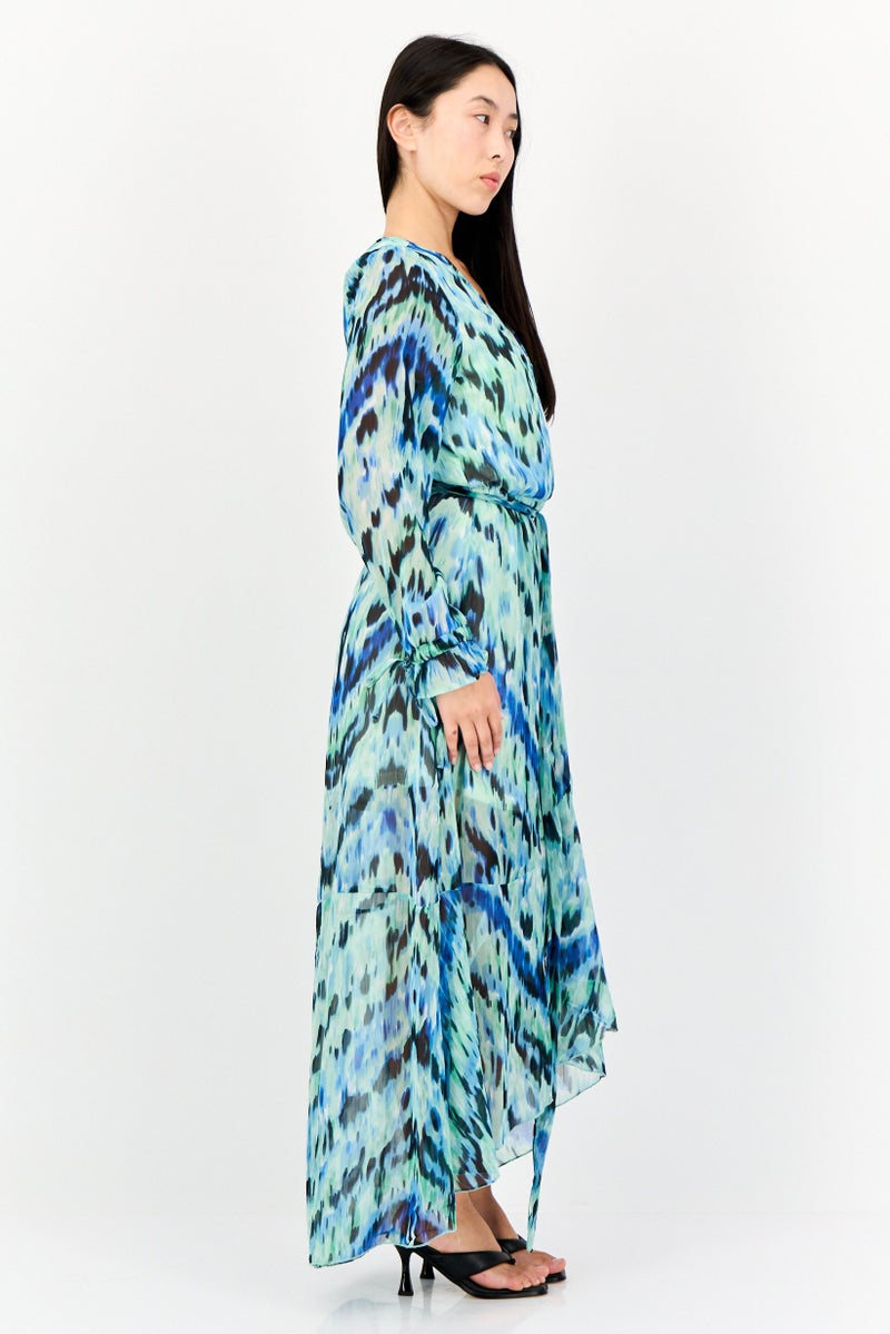 KENDALL + KYLIE Women Allover Print Belted Maxi Dress, Multicolor - Image 3