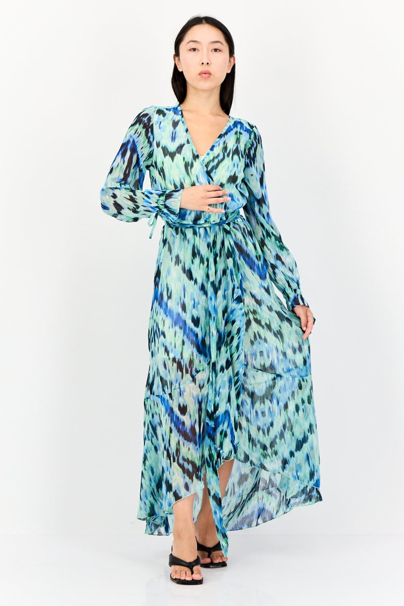 KENDALL + KYLIE Women Allover Print Belted Maxi Dress, Multicolor - Image 1