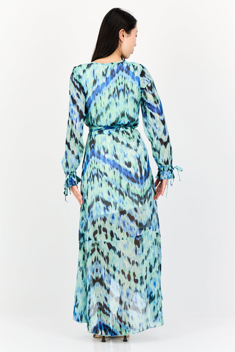 KENDALL + KYLIE Women Allover Print Belted Maxi Dress, Multicolor - Image 4