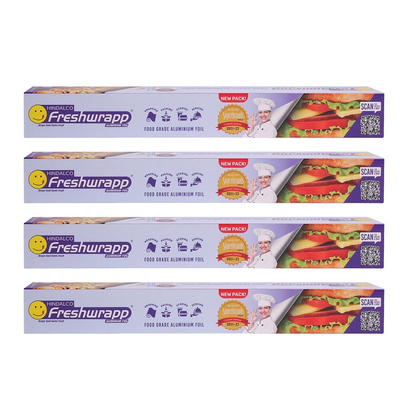 Freshwrapp Hindalco Aluminium Foil 33 Grams + 17 Grams, 11microns (Pack of 4) | Food Packing , Wrapping, Storing and Serving - Image 1