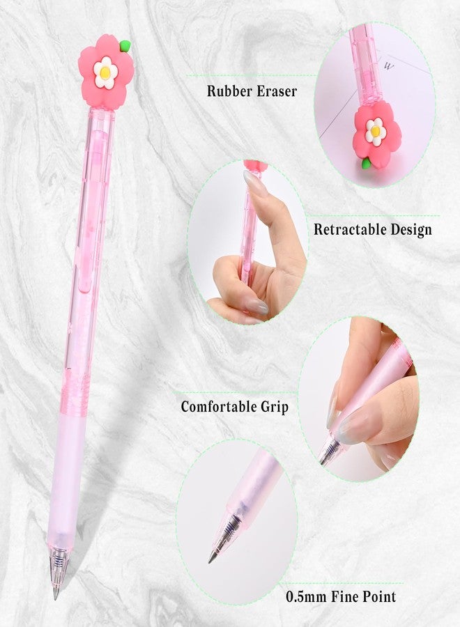 Temiary 4 Pcs Cute Retractable Erasable Gel Ink Pens & 10 Refills, Quick Dry Blue Ink Pen with Eraser, 0.5 mm Fine Point Smooth Writing for Journaling Note Taking (Sakura & Bear) - Image 3