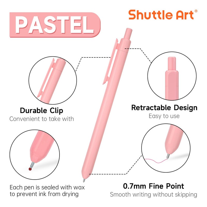 Shuttle Art Colored Retractable Gel Pens, 8 Pastel Ink Colors, Cute Pens 0.7mm Fine Point Quick Drying for Black Paper Writing Drawing Journaling Note Taking School Office Home - Image 3