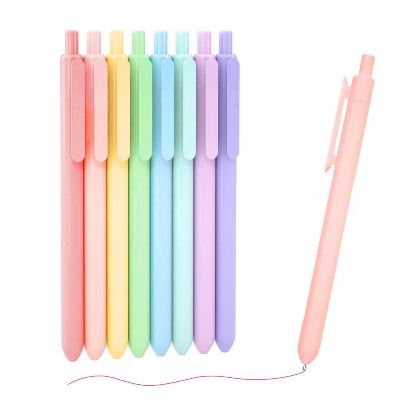 Shuttle Art Colored Retractable Gel Pens, 8 Pastel Ink Colors, Cute Pens 0.7mm Fine Point Quick Drying for Black Paper Writing Drawing Journaling Note Taking School Office Home - Image 1