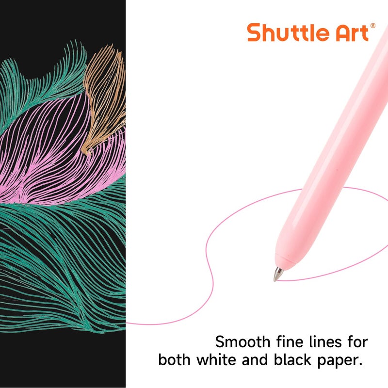 Shuttle Art Colored Retractable Gel Pens, 8 Pastel Ink Colors, Cute Pens 0.7mm Fine Point Quick Drying for Black Paper Writing Drawing Journaling Note Taking School Office Home - Image 4