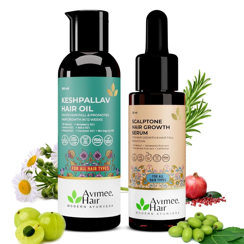 AVIMEE HERBAL مجموعة توفير سوبر لنمو الشعر من أفيمي كيشبالاف زيت الشعر 100 مل وسيروم نمو الشعر سكالب تون 25 مل - Image 1