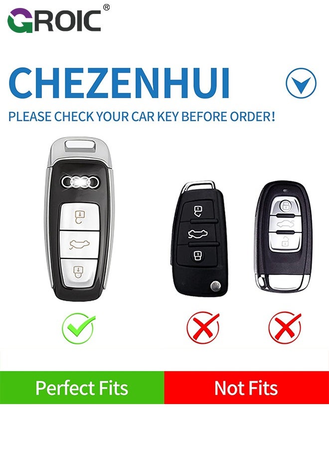 GROIC - For Audi Key Fob Cover with with Keychain, Metallic Gray Car Key Shell Case for Audi Q5 A4 A5 A6 A7 A8 S4 S5 S6 S7 R8 RS5 RS7, Audi Accessories Protector Case Keychain Key Holder Key Cover (A) - Image 1