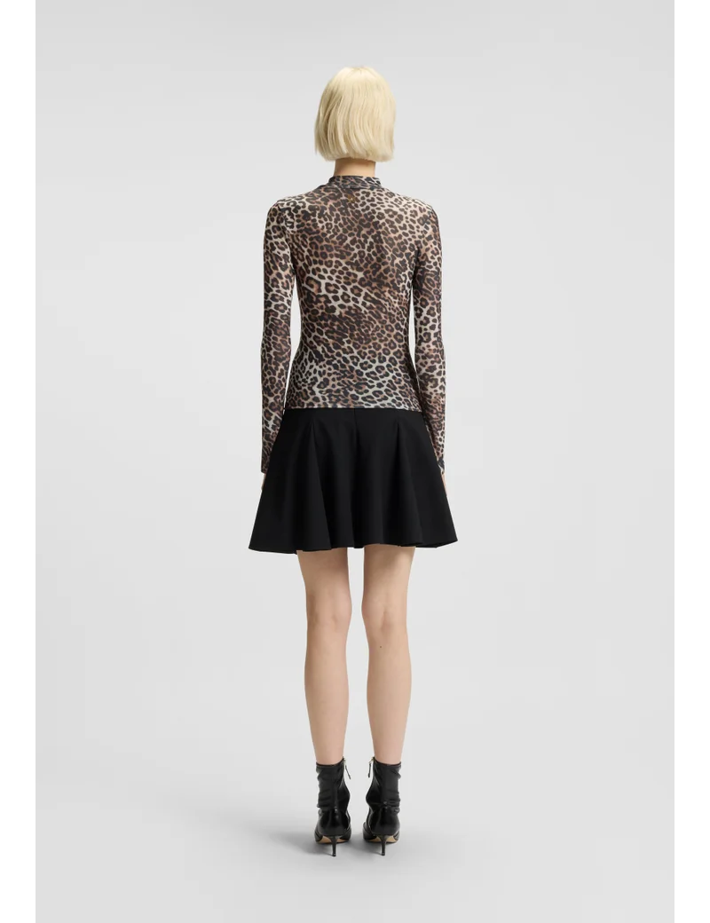 HUGO Rollneck top with leopard print and gathered details