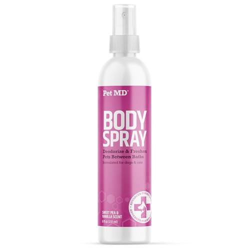 Pet MD Body Spray for Dogs & Cats, Deodorizing Dog Perfume Eliminates Odor, Long-Lasting Pet Cologne Spray for Dogs, Sweet Pea & Vanilla Scent - Image 1
