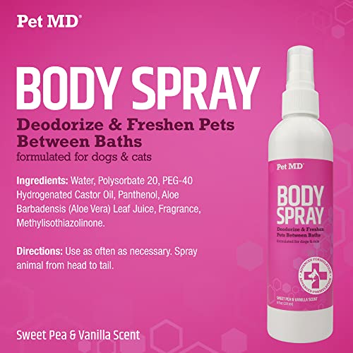 Pet MD Body Spray for Dogs & Cats, Deodorizing Dog Perfume Eliminates Odor, Long-Lasting Pet Cologne Spray for Dogs, Sweet Pea & Vanilla Scent - Image 5