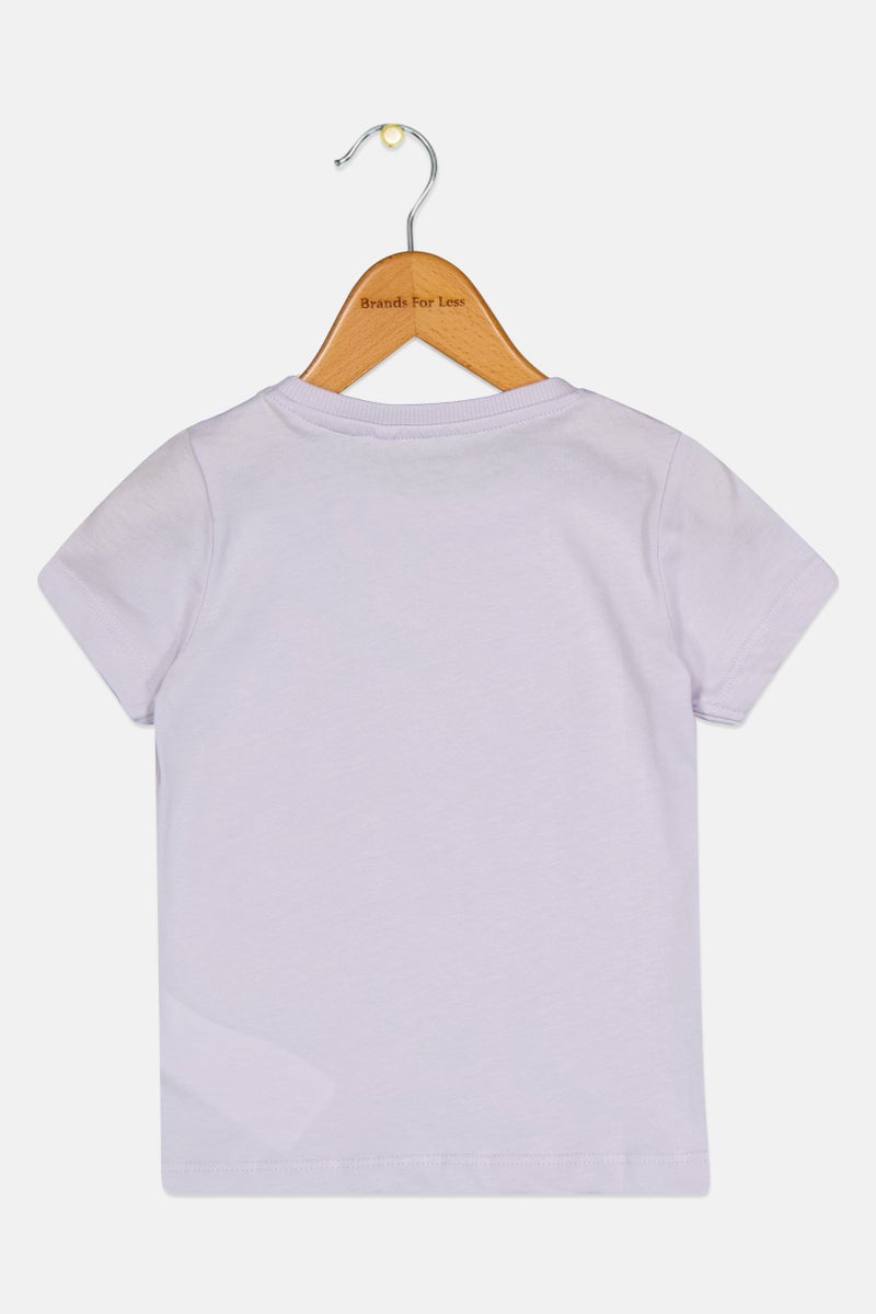 NAME IT تي شيرت قصير الأكمام مطبوع للأطفال البنات، لافندر - Image 2