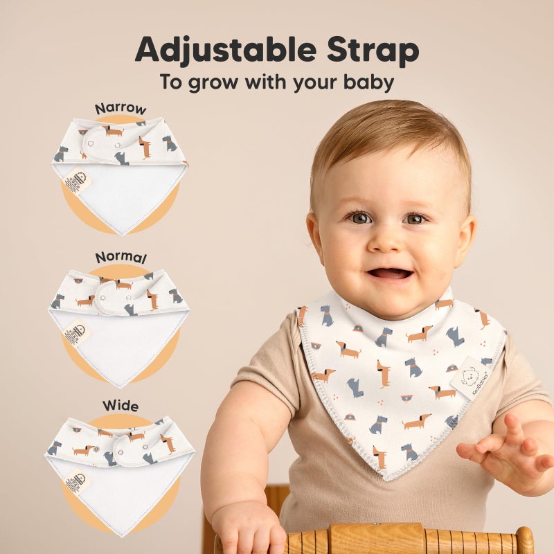 KeaBabies 8-Pack Organic Baby Bandana Bibs for Boys, Girls - Super Absorbent Triangle Baby Bibs for Drooling and Teething Infant, Dog Bandanas, 100% Cotton Extra Soft, Newborn, Infant 0-36 Months (Pets & Paws) - Image 3