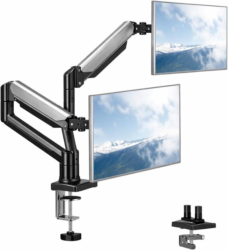 UREVO Dual Monitor Stand for Desk, Adjustable Spring Double Monitor Mount for 17"–32" Screens - Image 1