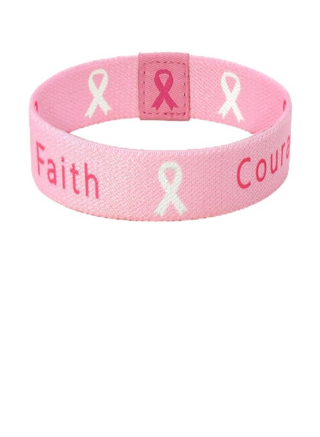 Nanafast Breast Cancer Bracelets Wristband Elastic Breast Cancer Awareness Wrist Band Bracelet for Women Pink Ribbon Breast Cancer Awareness Accessories-Faith 15mm - Image 1