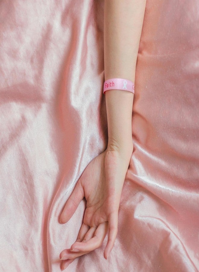 Nanafast Breast Cancer Bracelets Wristband Elastic Breast Cancer Awareness Wrist Band Bracelet for Women Pink Ribbon Breast Cancer Awareness Accessories-Faith 15mm - Image 5