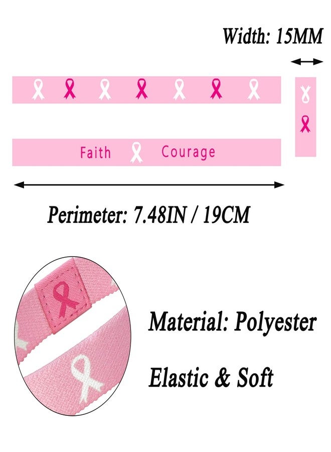 Nanafast Breast Cancer Bracelets Wristband Elastic Breast Cancer Awareness Wrist Band Bracelet for Women Pink Ribbon Breast Cancer Awareness Accessories-Faith 15mm - Image 2