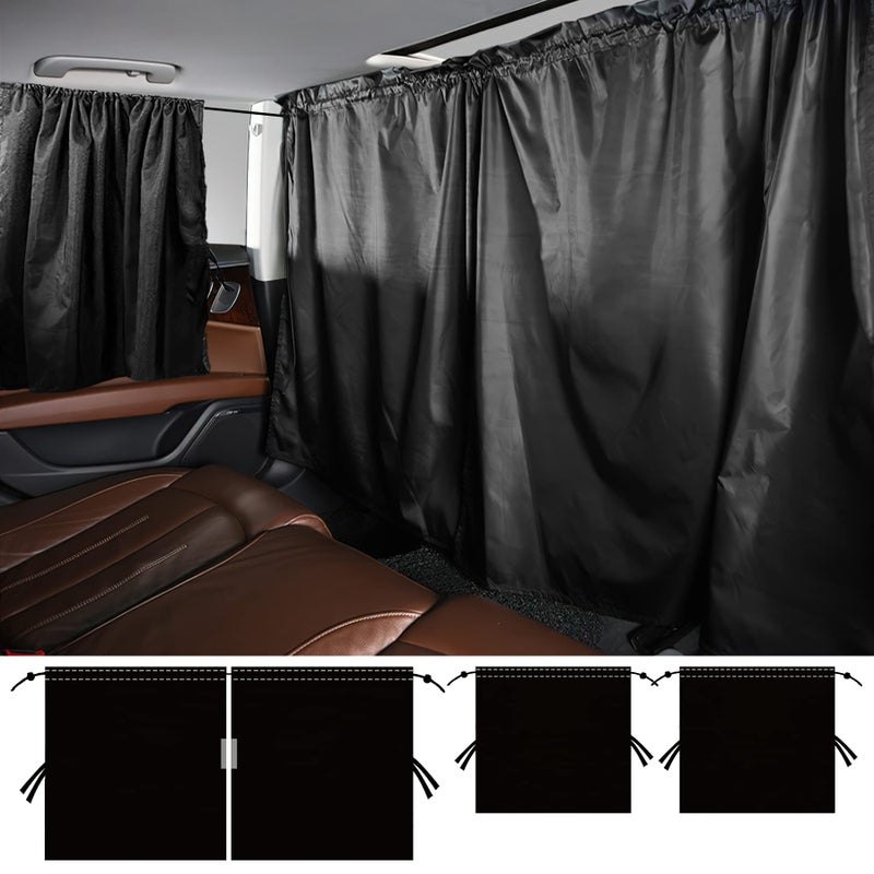 Nufiwra Set of 3 Privacy Curtains for Car, SUV, Van - Includes 1 Rear Seat Divider & 2 Side Windows Divider Curtains for Camping & Sleeping - Image 2