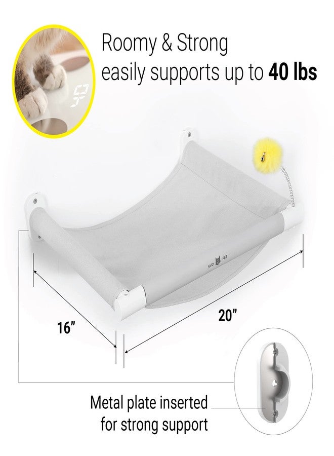 SVD.PET Cat Hammock Wall Mounted with Toy, Soft Padded & Comfortable Cover, Modern Design Premium Cat Furniture Shelf, Supports up to 40 lbs (Comfy Plus, White) - Image 4