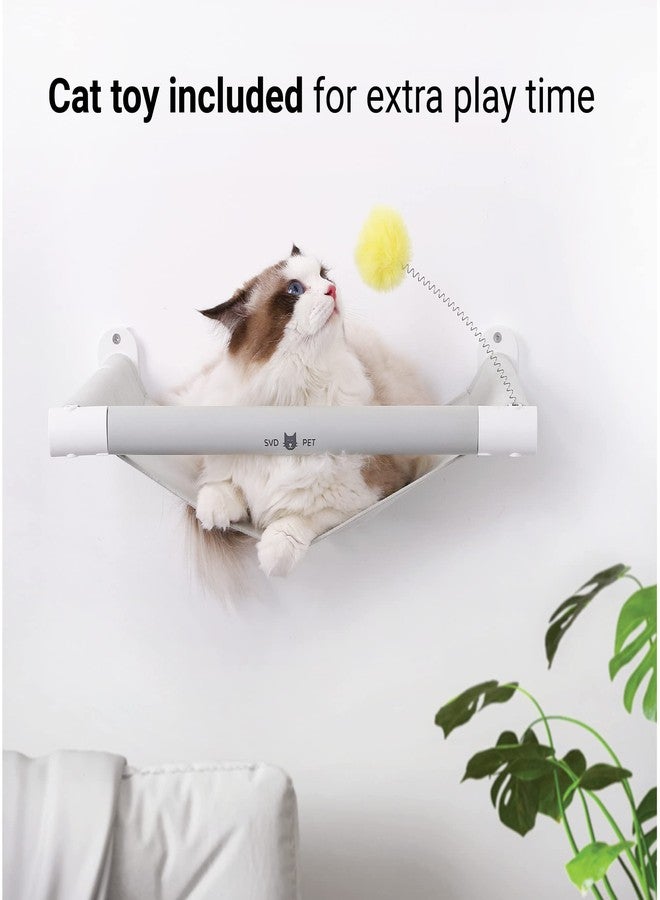 SVD.PET Cat Hammock Wall Mounted with Toy, Soft Padded & Comfortable Cover, Modern Design Premium Cat Furniture Shelf, Supports up to 40 lbs (Comfy Plus, White) - Image 3