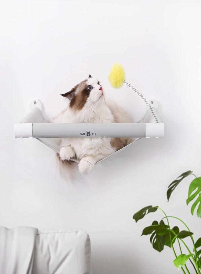 SVD.PET Cat Hammock Wall Mounted with Toy, Soft Padded & Comfortable Cover, Modern Design Premium Cat Furniture Shelf, Supports up to 40 lbs (Comfy Plus, White) - Image 1