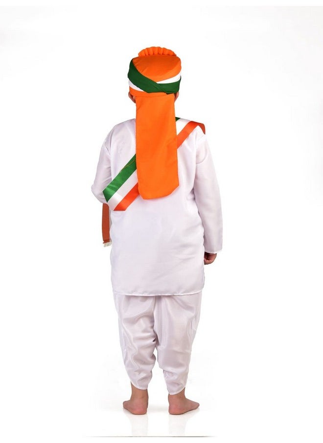 BookMyCostume BookMyCostume Tricolor Turban and Stole with Dhoti Kurta Indian Patriotic Independence Day Kids Fancy Dress Costume 5-6 Years  - Image 3