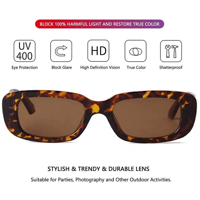 Dervin UV Protected Rectanglular Retro Driving Narrow Square Frame Sunglasses for Women - Image 2
