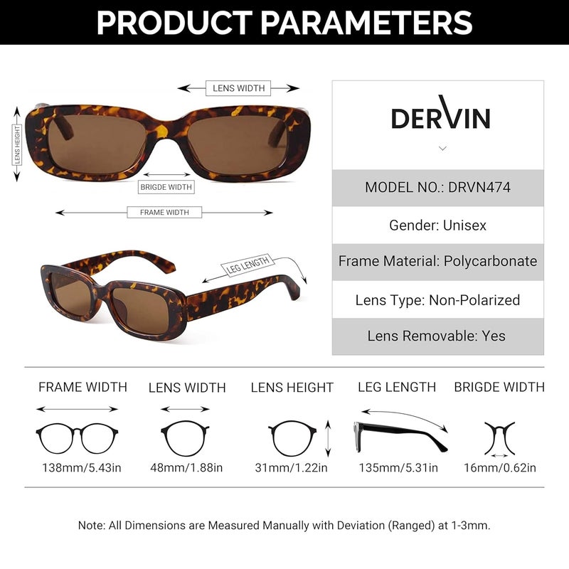 Dervin UV Protected Rectanglular Retro Driving Narrow Square Frame Sunglasses for Women - Image 5