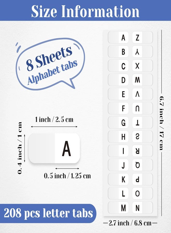 Imeepa A-Z Sticky Alphabet Tabs Self-Adhesive Letter Index Tabs for Notebook, Textbook, Dictionary, and Filing (208 Pcs) - Image 2