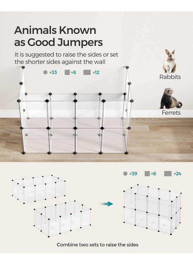 SONGMICS SONGMICS 20 Panels Pet Playpen with Floor, Small Animal Playpen, Pet Fence Indoor, DIY Plastic Enclosure for Guinea Pigs, Bunny, Hamsters, Hedgehogs, 49.2 x 24.8 x 16.5 Inches, White ULPC001W01  - Image 4