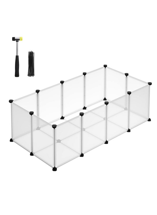 SONGMICS SONGMICS 20 Panels Pet Playpen with Floor, Small Animal Playpen, Pet Fence Indoor, DIY Plastic Enclosure for Guinea Pigs, Bunny, Hamsters, Hedgehogs, 49.2 x 24.8 x 16.5 Inches, White ULPC001W01  - Image 1