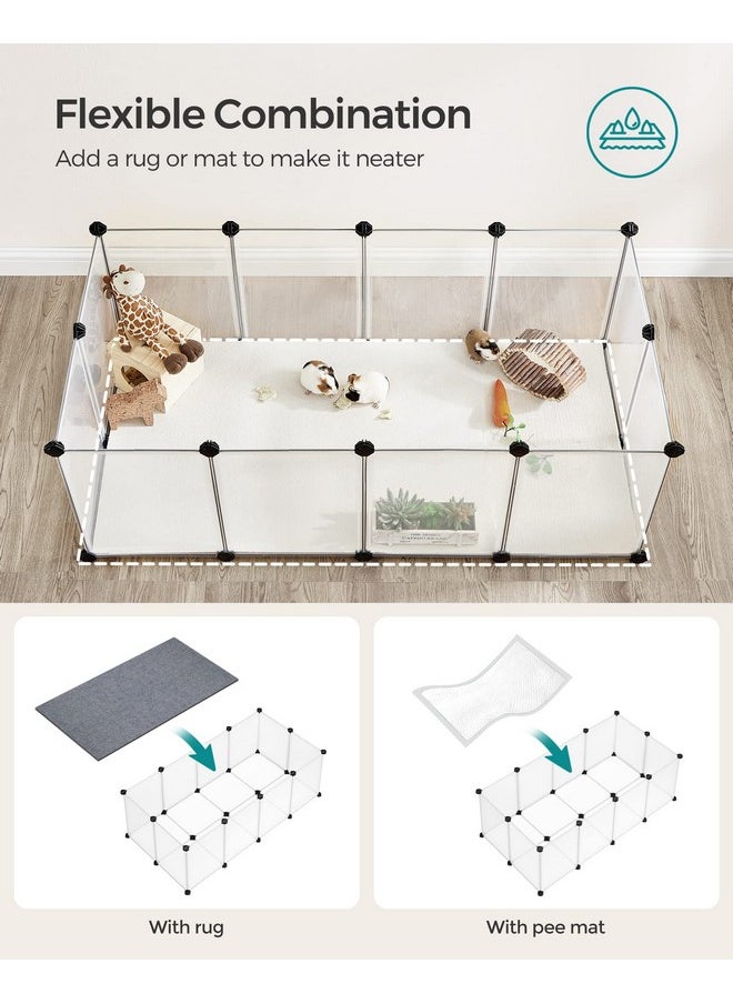 SONGMICS SONGMICS 20 Panels Pet Playpen with Floor, Small Animal Playpen, Pet Fence Indoor, DIY Plastic Enclosure for Guinea Pigs, Bunny, Hamsters, Hedgehogs, 49.2 x 24.8 x 16.5 Inches, White ULPC001W01  - Image 5