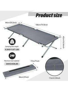 LIVVY Heavy Duty Portable Camping Cot – Sturdy Sleeping Bed Supports 330lbs, Collapsible & Foldable, Ideal for Outdoor, Travel, Office, Beach, Festivals, Home Use with Carry Bag(Grey)  - Image 2