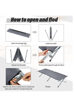LIVVY Heavy Duty Portable Camping Cot – Sturdy Sleeping Bed Supports 330lbs, Collapsible & Foldable, Ideal for Outdoor, Travel, Office, Beach, Festivals, Home Use with Carry Bag(Grey)  - Image 3