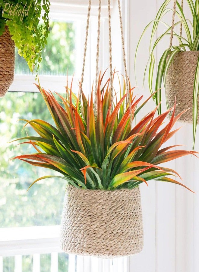 Phliofd 32Pcs Artificial Grass Fake Plants 17.3in Outdoor Plastic Plants UV Resistant Greenery Fake Grass for Home Window Garden Office Patio Hanging Planter Pathway Front Porch Décor Red - Image 2