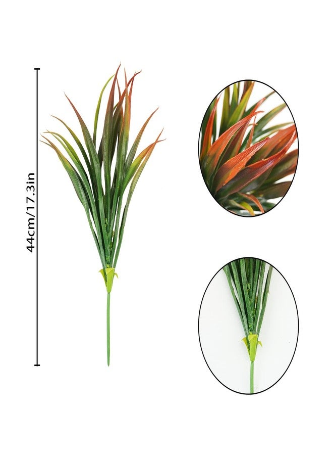 Phliofd 32Pcs Artificial Grass Fake Plants 17.3in Outdoor Plastic Plants UV Resistant Greenery Fake Grass for Home Window Garden Office Patio Hanging Planter Pathway Front Porch Décor Red - Image 4
